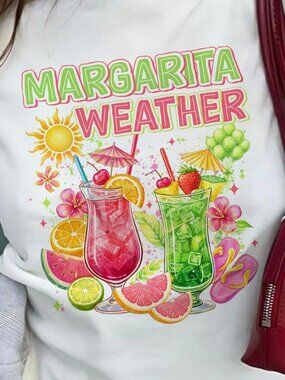 Summer Margarita Weather Baby Tee 🍹☀️✨ | Preppy Brushstroke Y2K Crop Top